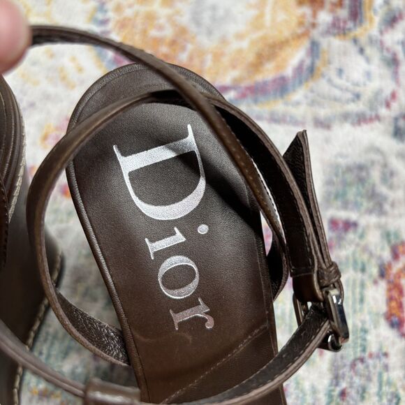 Christian Dior Brown Wedge Sandals - Picture 8 of 11